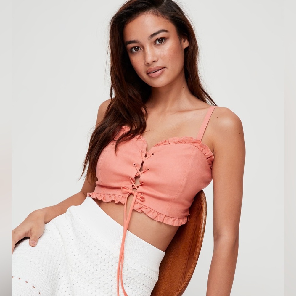 Wilfred Aritzia Peach Corset Crop Top